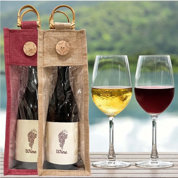 Other - KHAKI Burlap Wine Bag